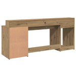 Desk with LED Lights Artisian Oak 200x55x91 cm Engineered Wood 3309446