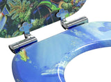 Soft-Close Toilet Seat Blue 44 x 38 cm MDF board 42027179