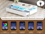 High Gloss Table with 2 drawer, LED lights, pull-out tray, Centre Table, Sofa Side Table, N605P388084W