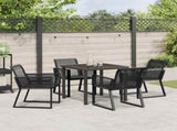 Garden Dining Set 5 pcs Black Powder-Coated Steel 3379311