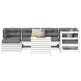 7 Piece Garden Sofa Set White Solid Wood Pine 3250965