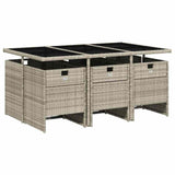 7 Piece Garden Dining Set with Cushions Light Grey Poly Rattan 3210551
