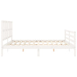 Bed Frame without Mattress White Super King Size Solid Wood 3194132