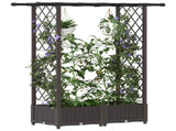 Raised Bed with Trellis and Roof Brown 122.5 x 40 x 123 cm PP 42032515