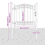 Fence Gate EMMEN 100 x 100 cm Powder-coated steel Grey Lockable 42008972