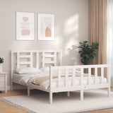 Bed Frame without Mattress White Small Double Solid Wood Pine 3192852