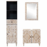 Bathroom Furniture Set with Drawer 3 pcs White Solid Mango Wood 3310115