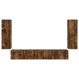 TV Wall Cabinet Set 4 pcs Smoked Oak Engineered Wood 3408930