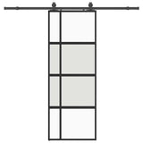 Sliding Door with Hardware Set Black 76x205 cm Tempered Glass 3375978