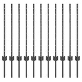 Embedded Fence Post 11 pcs Grey 120 cm Powder-Coated Steel 42006279
