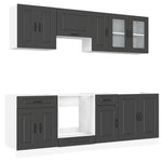 ZNTS 8 Piece Kitchen Cabinet Set Kalmar Black Engineered Wood 3314822