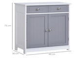 75x60cm Freestanding Bathroom Storage Cabinet Unit w/ 2 Drawers Cupboard Adjustable Shelf Metal T3398P344165