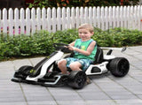 24V Electric Go Kart for Kids with Adjustable Seat for 6-12 Years, White T3398P422374