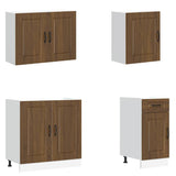 7 Piece Kitchen Cabinet Set Kalmar Brown Oak Engineered Wood 3314768