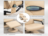 Swivel Recliner Chair and Footstool, Faux Leather Massage Recliner Armchair with Remote Control and T3398P328086