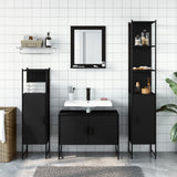 4 Piece Bathroom Cabinet Set Black Engineered Wood 3214359