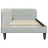 Corner Bed Frame with Headboard Light Grey 100 x 200 cm Velvet 42016616