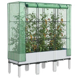 ZNTS Raised Bed with Greenhouse Cover Rattan Look 120x40x140 cm 4015848