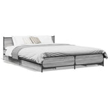 Bed Frame with Drawers without Mattress Grey Sonoma 150x200 cm King Size 3279930