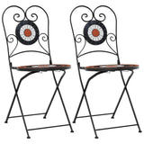 Bistro Chairs Foldable 2 pcs Terracotta and White Ceramic 4003406