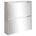 Shoe Cabinet with Mirror 2-Layer Concrete Grey 63x17x67 cm 342630