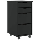Rolling Cabinet with Drawers MOSS Black Solid Wood Pine 4015792