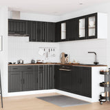 ZNTS 11 Piece Kitchen Cabinet Set Lucca Black Engineered Wood 3314922