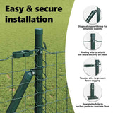 Fence Post with Concrete Base 52 pcs Green Powder-Coated Steel 3350226