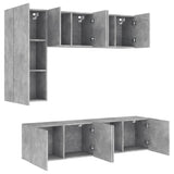 5 Piece TV Wall Units Concrete Grey Engineered Wood 3216467