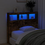 Headboard Cabinet with LED Smoked Oak 120x17x102 cm 839193