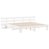 Bed Frame with Headboard White 200 x 200 cm Solid Pine Wood 3385677