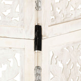 Hand carved 3-Panel Room Divider White 120x165 cm Solid Mango Wood 285330