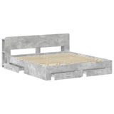 Bed Frame with Storage Concrete Grey 200 x 200 cm 3433796
