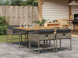 Garden Dining Set Grey PE Rattan 4-seater Removable Covers 3211262
