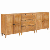 Sideboard 3 pcs 180 x 33.5 x 75 cm Solid mango wood Brown 3310065