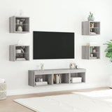 7 Piece TV Wall Units with LED Grey Sonoma Engineered Wood 3216588