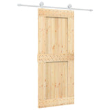 Sliding Door Natural and White 85 x 210 cm Solid Pine Wood 3445014