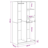 Wardrobe with Shelf Black oak 100 x 50 x 200 cm Engineered Wood 3446632