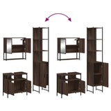 ZNTS 3 Piece Bathroom Furniture Set Brown Oak Engineered Wood 3214679