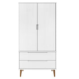 Wardrobe MOLDE White 90x55x175 cm Solid Wood Pine 350523