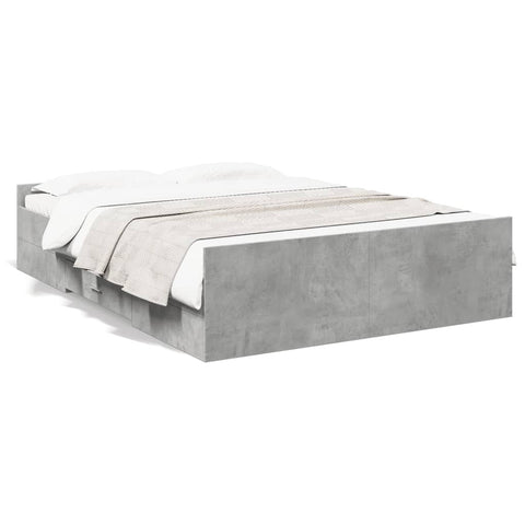 ZNTS Bed Frame with Drawers Concrete Grey 140x190 cm Engineered Wood 3280310
