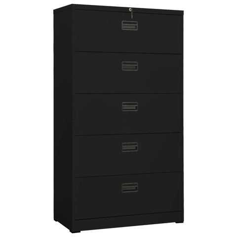 ZNTS Filing Cabinet Black 90x46x164 cm Steel 336300