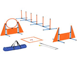 Seven-Piece Dog Agility Equipment Set with Weave Poles, Jump Ring, Hurdle, Pause Box, Carry Bag, T3398P349781