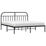 Metal Bed Frame without Mattress with Headboard Black 160x200cm 353638