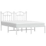 Metal Bed Frame without Mattress with Headboard White 140x190cm 353488