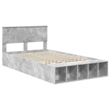 Bed Frame with Shelf Concrete Grey 120 x 190 cm Engineered Wood 3408385