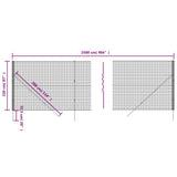 Wire Mesh Fence Anthracite 2.2x25 m Galvanised Steel 154207