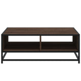 ZNTS Coffee Table Brown Oak 80x80x30 cm Engineered Wood and Metal 848773