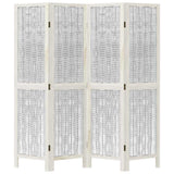 Room Divider 4 Panels White Solid Wood Paulownia 358673