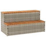 Hot Tub Step Light Grey 100x50x50,5 cm Poly Rattan and Solid Acacia 4103947